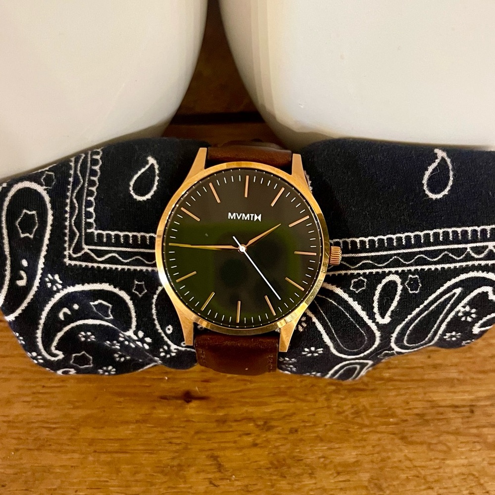 MVMT Gold and Brown Leather Unisex Watch